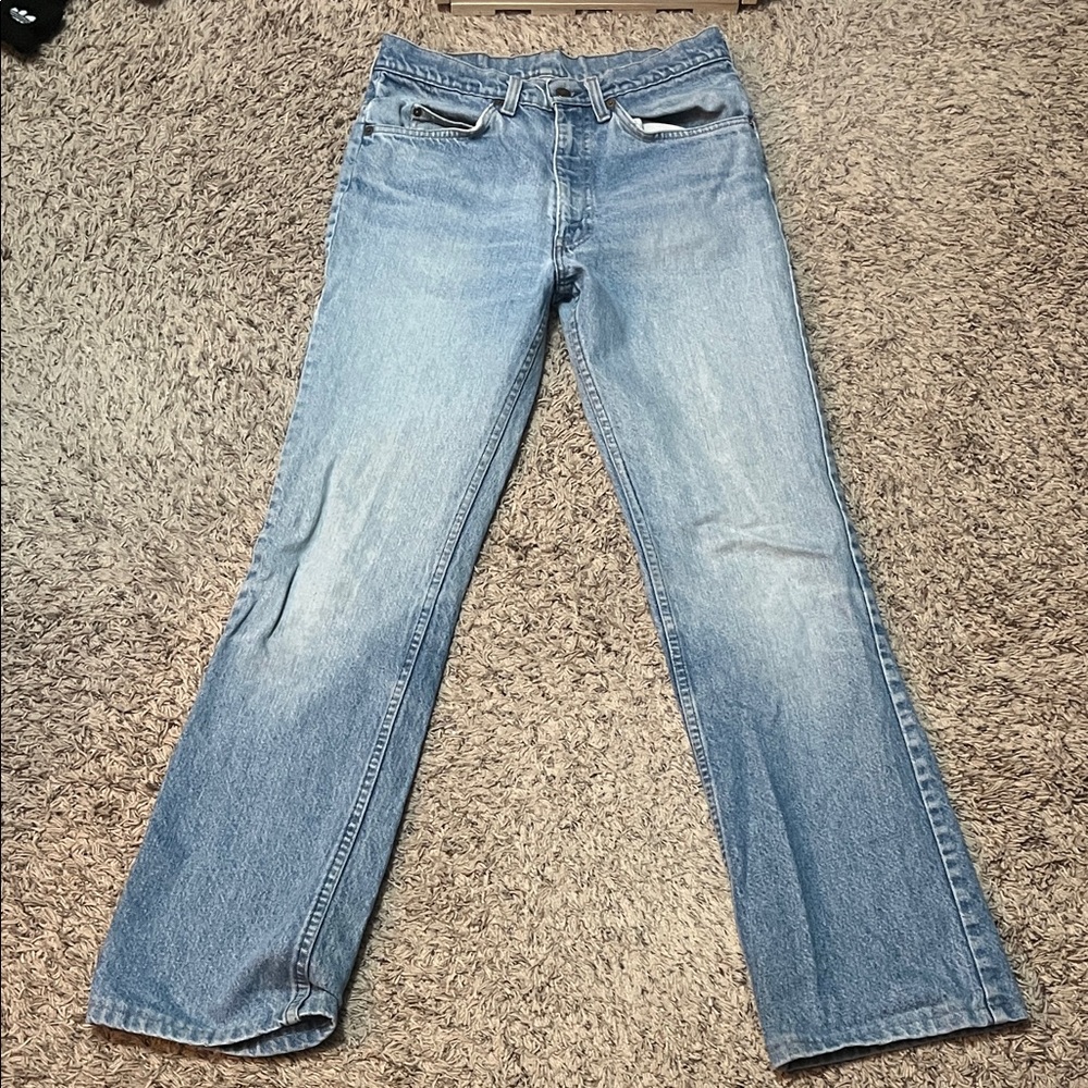 Vintage 80s Orange Tab BootCut Levis Light Blue Jeans Size 30x32